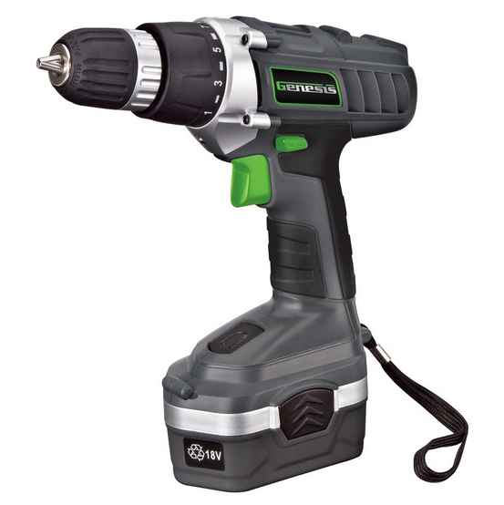 Genesis GCD18BK Cordless 18-Volt Lithium-Ion Variable Speed & Reversing Drill/Driver Kit