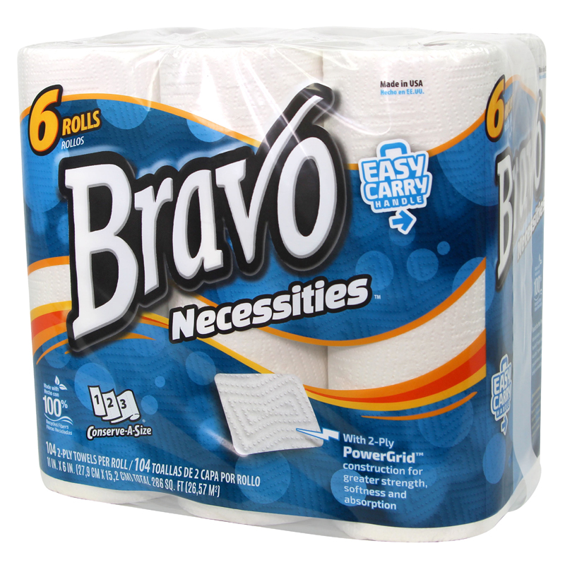 Sellars 18346 Bravo Necessities 2-Ply Paper Towel 6-Pack (Case of 4)