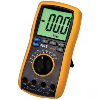 PYLE PDMT38 Digital LCD AC, DC, Volt, Current, Resistance & Range Multimeter with Rubber Case, Test Leads & Stand